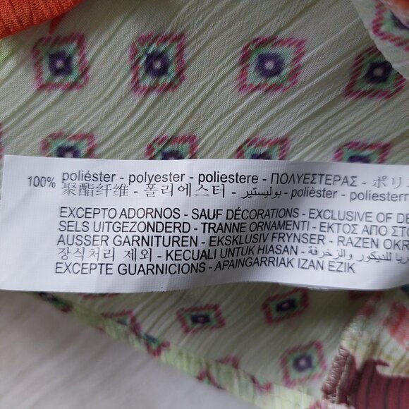 Zara Feather Trim Semi-Sheer  Geometric/Floral Printed Blouse, Size XS - Picture 6 of 10